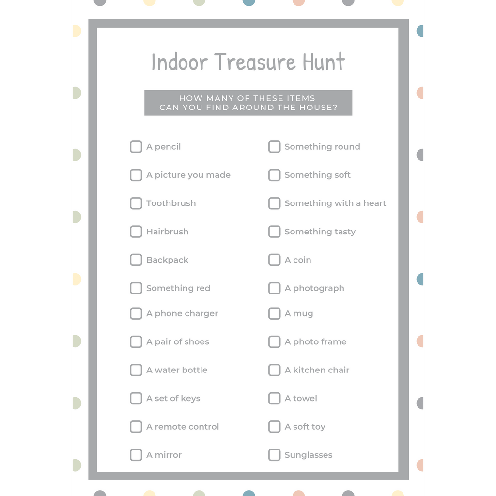 indoor scavenger hunt list