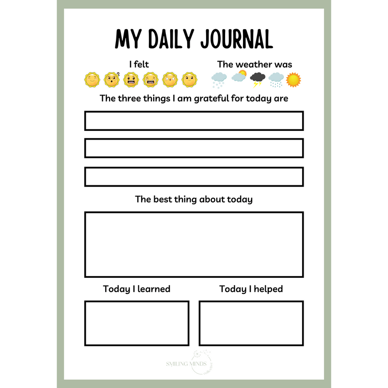 Daily Journal Template for Children