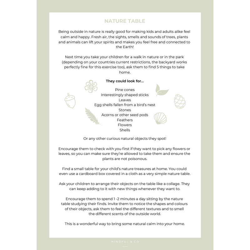 Nature Table Instruction Sheet